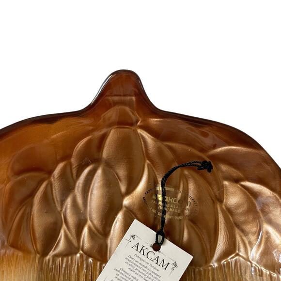 Turkish Amber Glass ACORN Dish Bowl Handmade Fall Autumn Decor by AKCAM New - Picture 8 of 16